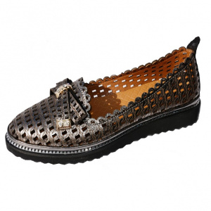 Pantof casual din piele , negru sidef - Img 1