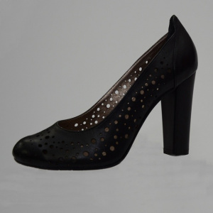Pantof elegant, modern, cu toc patrat inalt, pe negru, foarte comozi - Img 6