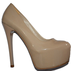 Pantof modern cu platforma ascunsa si toc inalt, de culoare bej - Img 4