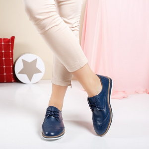 Pantof modern de culoare bleumarin, cu design rafinat, din piele - Img 5