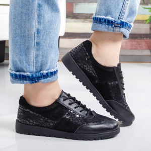 Pantof sport, negru, cu design de buline lucioase in lateral - Img 8
