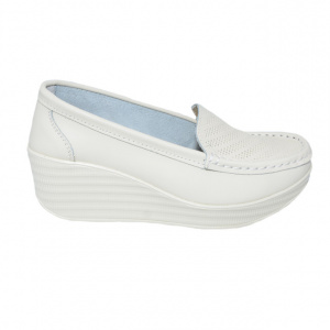 Pantofi damă bej din piele naturală cu platformă confortabilă