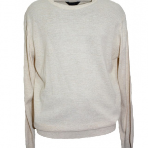 Pulover barbatesc, de culoare crem, cu design simplu si clasic - Img 1