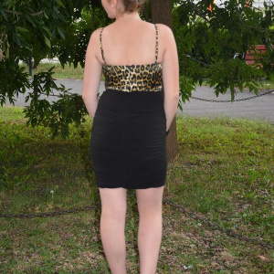 Rochie aparte de ocazii, mulata pe corp, cu insertie animal-print sus - Img 4
