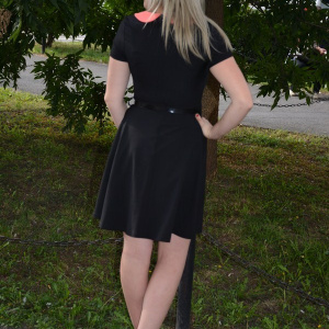 Rochie casual, in clos, de culoare neagra, cu guler corai - Img 6