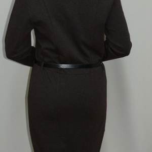 Rochie casual in masuri mari, de culoare maro, cu curea in talie - Img 5