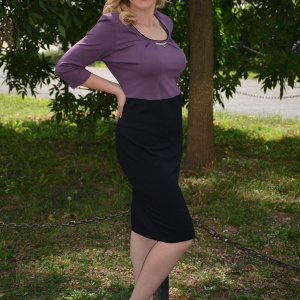 Rochie cu maneca trei-sferturi, negru-mov, cu aspect doua piese - Img 4