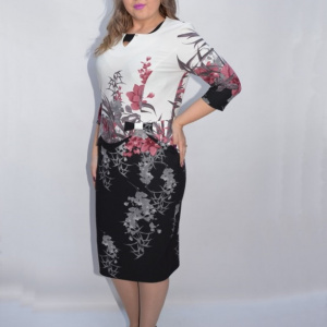 Rochie dama Bianco cu imprimeu floral ,negru-alb - Img 5
