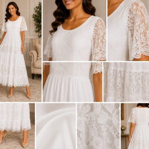 Rochie damă lejeră alba cu imprimeu floral și croială vaporoasă - Img 2