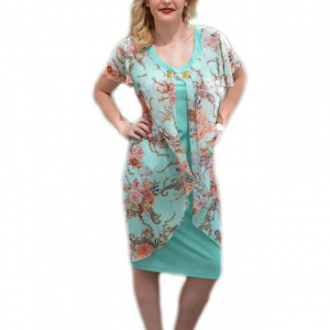 Rochie de culoare turcoaz, cu suprapunere de voal