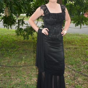 Rochie de gala aparte, cu doua piese, neagra complect, deosebita - Img 3
