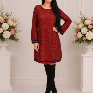 Rochie de iarna cu insertii argintii,nuanta marsala
