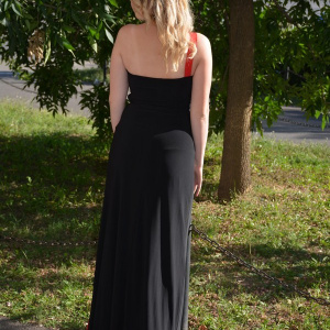 Rochie de ocazie superba, in nuante de negru cu rosu, cu broderie - Img 4