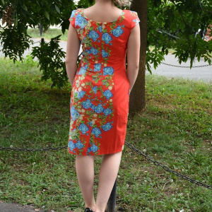 Rochie de primavara-vara, cu flori multicolore si croi drept - Img 6