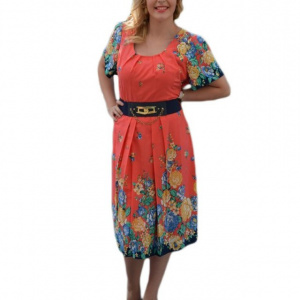 Rochie de primavara-vara, cu un imprimeu floral pe diferite fundaluri - Img 1