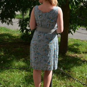 Rochie de primavara-vara, mulate, de culoare gri-albastru - Img 4