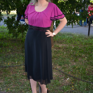 Rochie de seara cu maneca scurta si decolteu rotund, din voal - Img 5