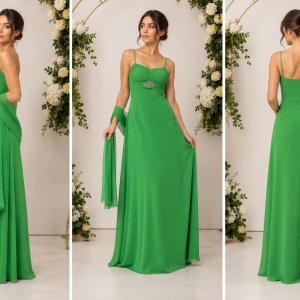 Rochie de seara deosebita, model simplu si rafinat, verde deschis - Img 3