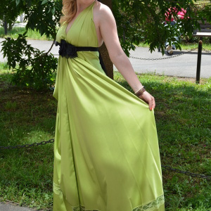 Rochie de seara lunga, feminina, pe culoare verde deschis - Img 4