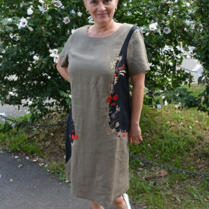 Rochie de vara cu imprimeu, culoare kaki - Img 3