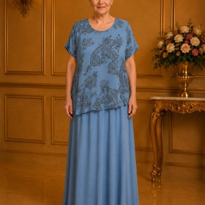 Rochie de vara culoare de bleumarin cu imprimeu gri
