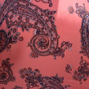 Rochie de vara culoare de corai cu imprimeu bleumarin - Img 7