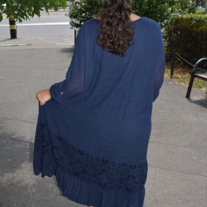 Rochie de vara Reagan cu insertii de dantela nuanta de albastru inchis - Img 5