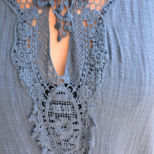 Rochie de vara Reagan cu insertii de dantela nuanta de albastru - Img 7