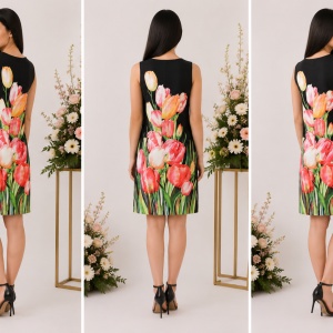 Rochie de zi cu imprimeu multicolor - Img 2