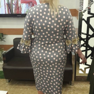 Rochie deosebita cu guler rotunjit, design de buline, aplicatii brodate - Img 4