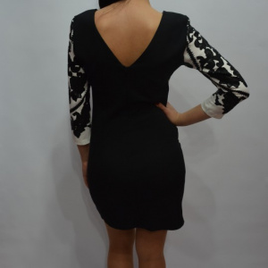 Rochie deosebita cu imprimeu negru pe fundal alb, model casual - Img 7