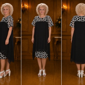 Rochie deosebita de ocazie, neagra, model bej cu aspect floral - Img 3