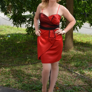 Rochie din saten, conica, accesorizata cu o funda in talie - Img 2