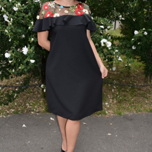 Rochie eleganta Alizee ,brodata cu flori,nuanta de negru - Img 7