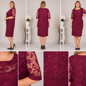 Rochie eleganta Arabella din dantela ,nuanta de mov - Img 2