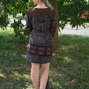 Rochie eleganta, cu o curea in talie, maro - Img 5