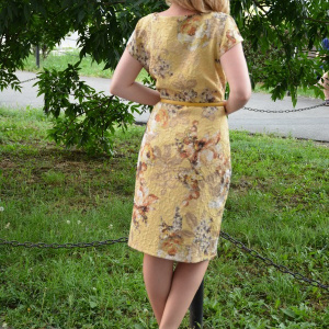 Rochie eleganta de culoare galbena, din material usor elastic - Img 5