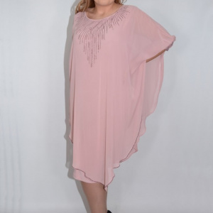 Rochie eleganta Emersyn cu aplicatii rafinate,nuanta de pudra - Img 6