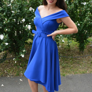 Rochie eleganta Fiene cu decolteu in V,nuanta de albastru - Img 3