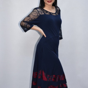 Rochie eleganta Kala cu insertii de dantela,bleumarin - Img 4