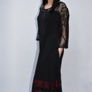 Rochie eleganta Kala cu insertii de dantela,neagra - Img 3