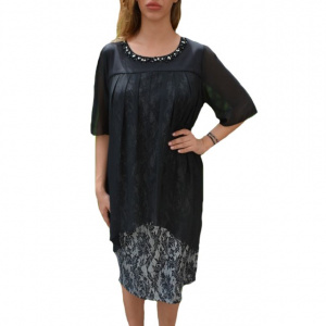 Rochie eleganta Kayla cu aplicatii de margele,nuanat de negru - Img 1