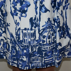 Rochie eleganta, nuanta de albastru, imprimeu abstract - Img 4