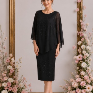 Rochie eleganta Olivia din voal si insertii de strasuri,negru