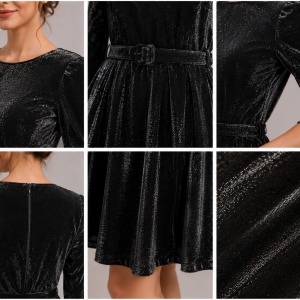Rochie eleganta Tava,cu sclipici,negru-argintiu - Img 3
