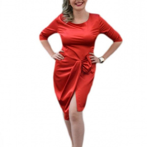 Rochie feminina, cu o crepatura pe piciorul stang, rosie - Img 1