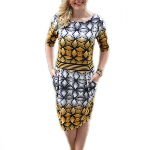 Rochie feminina, cu un imprimeu grafic,masuri mari - Img 1