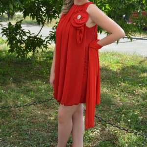 Rochie feminina, de culoare rosie, fara maneci - Img 6