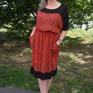 Rochie feminina , de culoare rosu cu buline - Img 7