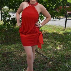 Rochie feminina, rosie, cu cristale RO-1961-RS - Img 3